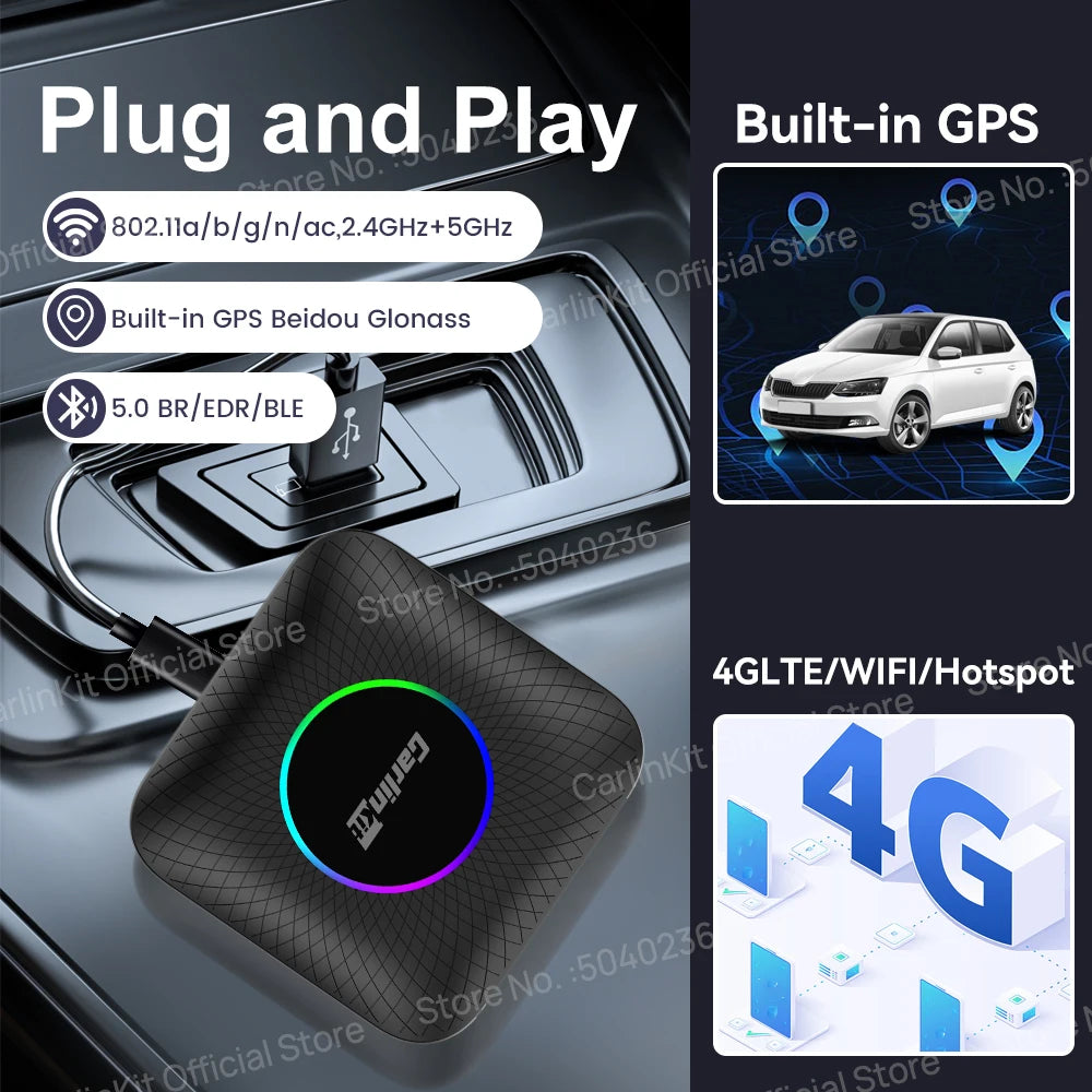 CarlinKit Android 13 SM6225 8-jedrni brezžični CarPlay AI Box
