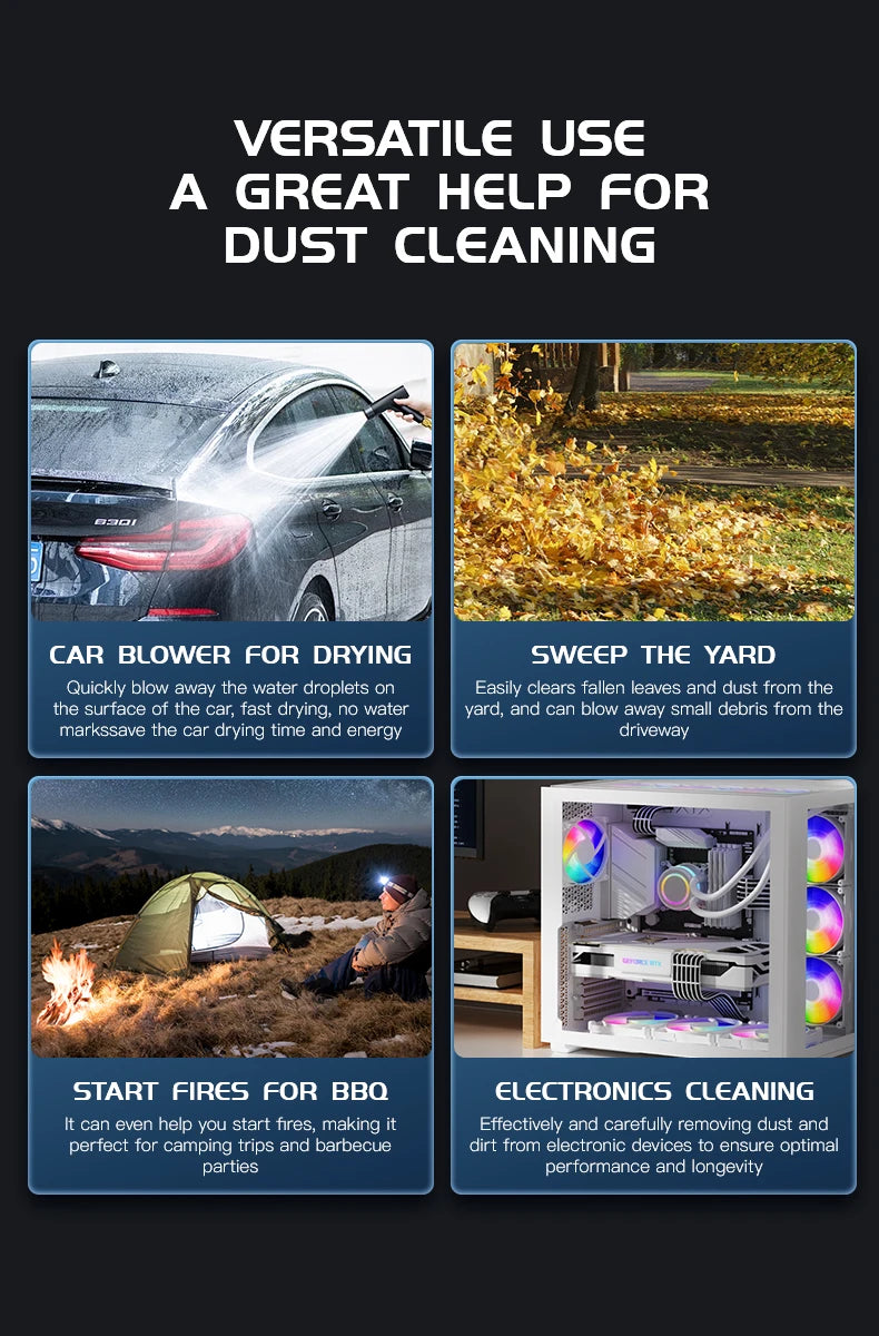 Puhalo Booster TF50 – 600 W visoko zmogljivo turbo zračno puhalo | 4-stopenjski sušilnik za avtomobile, hitrost vetra 51,8 m/s
