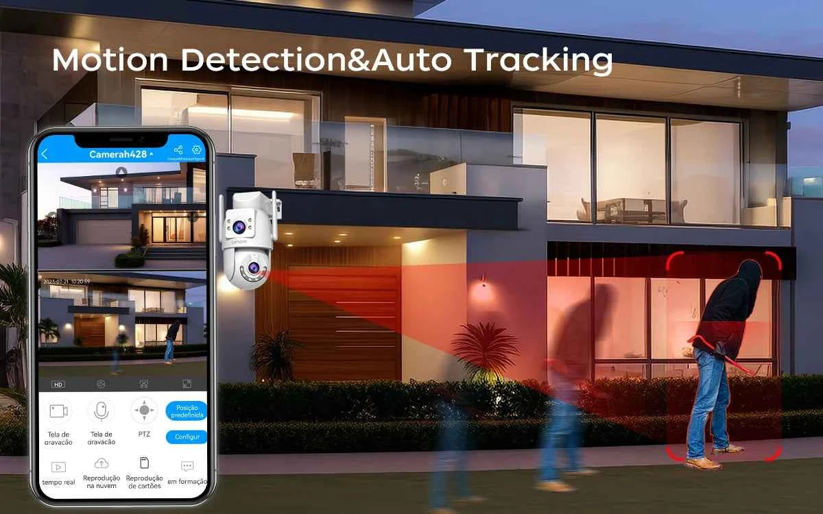 Lenovo WiFi PTZ Security Camera 8MP With Dual Screen Color Night Vision Outdoor Surveillance CCTV Camera Auto Tracking IP Camera - Limetastore