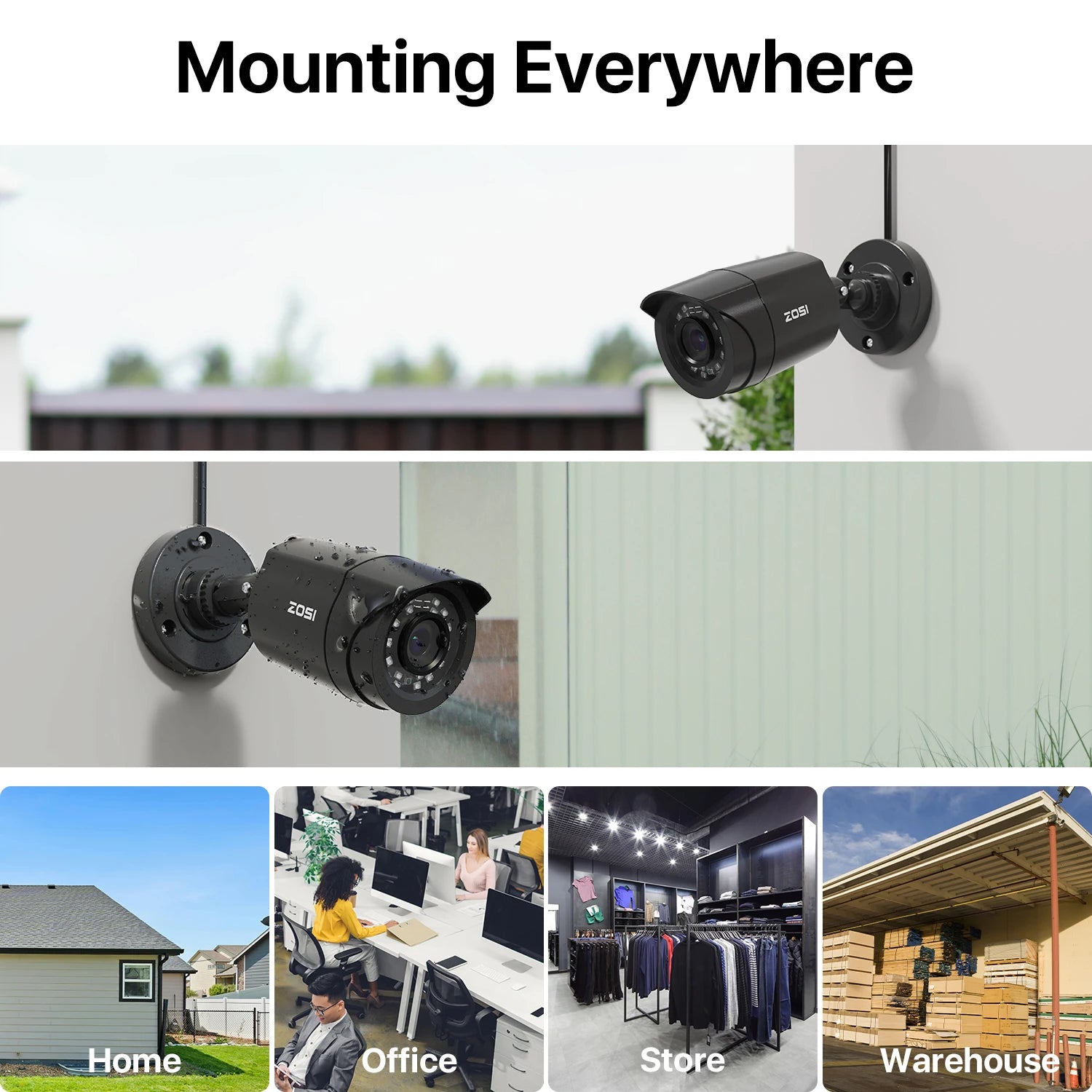 Varnostni sistem CCTV ZOSI 8CH 1080P – 5MP Lite H.265+ DVR z 2/4/6/8× 2MP zunanjimi nočnimi kamerami