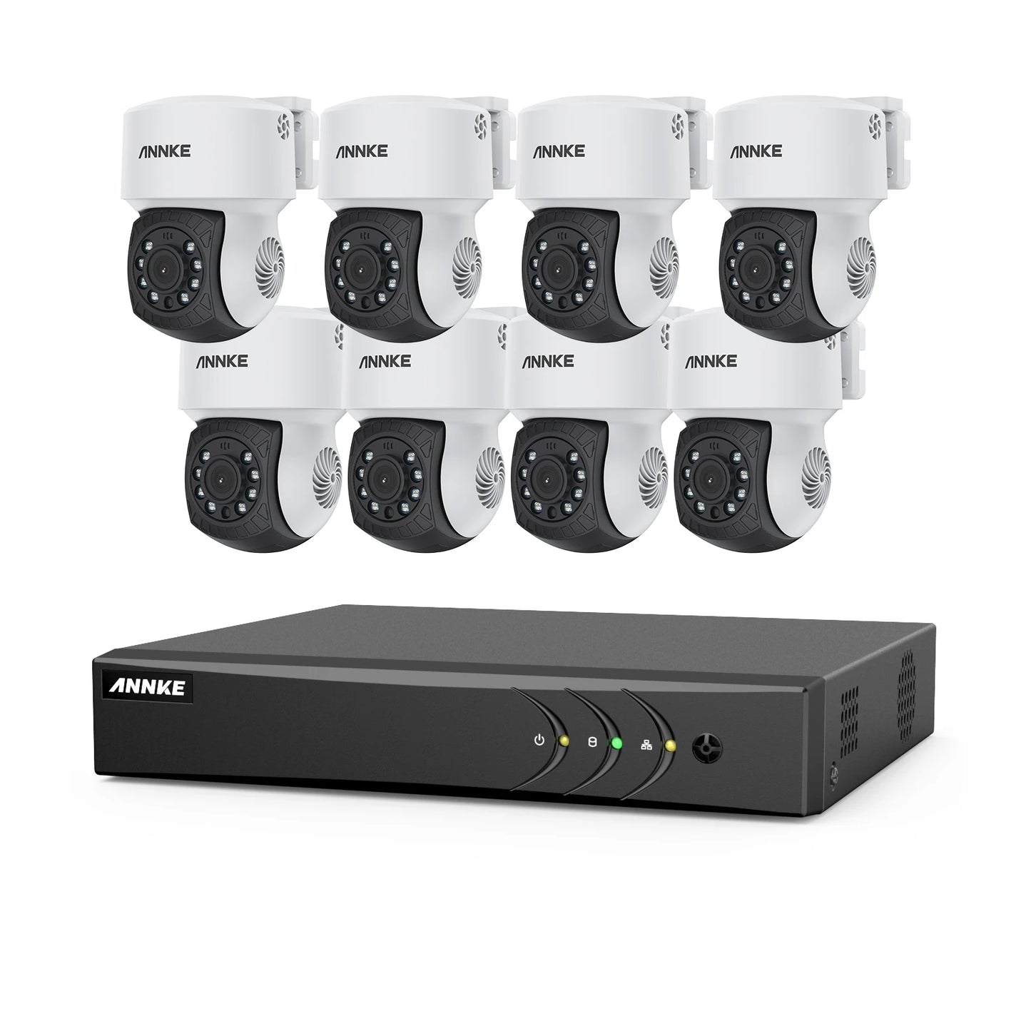 ANNKE 1080P CCTV sistem | 8-kanalni 5MP DVR, 8× IP65 kupolaste kamere, zaznavanje ljudi