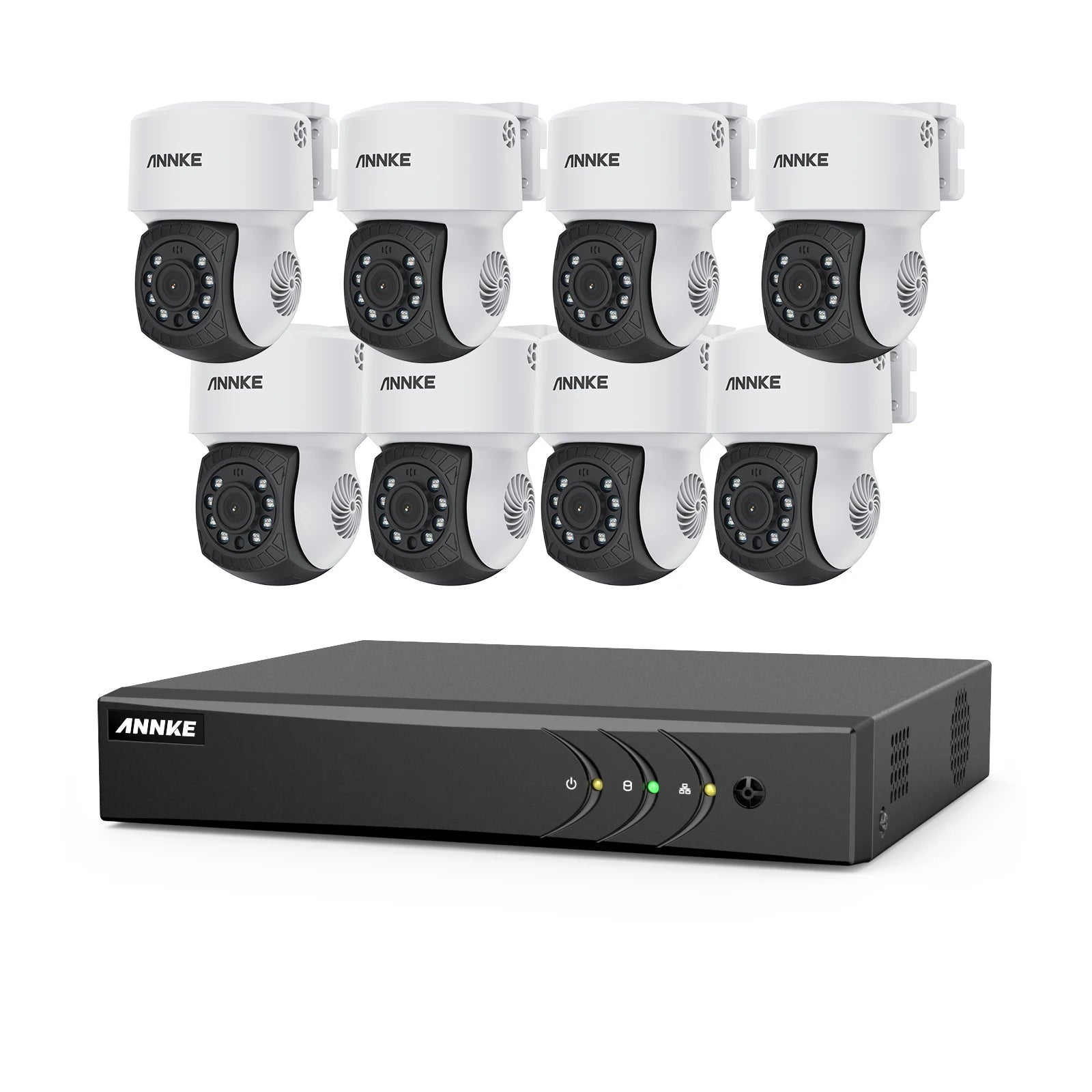 ANNKE 1080P CCTV sistem | 8-kanalni 5MP DVR, 8× IP65 kupolaste kamere, zaznavanje ljudi