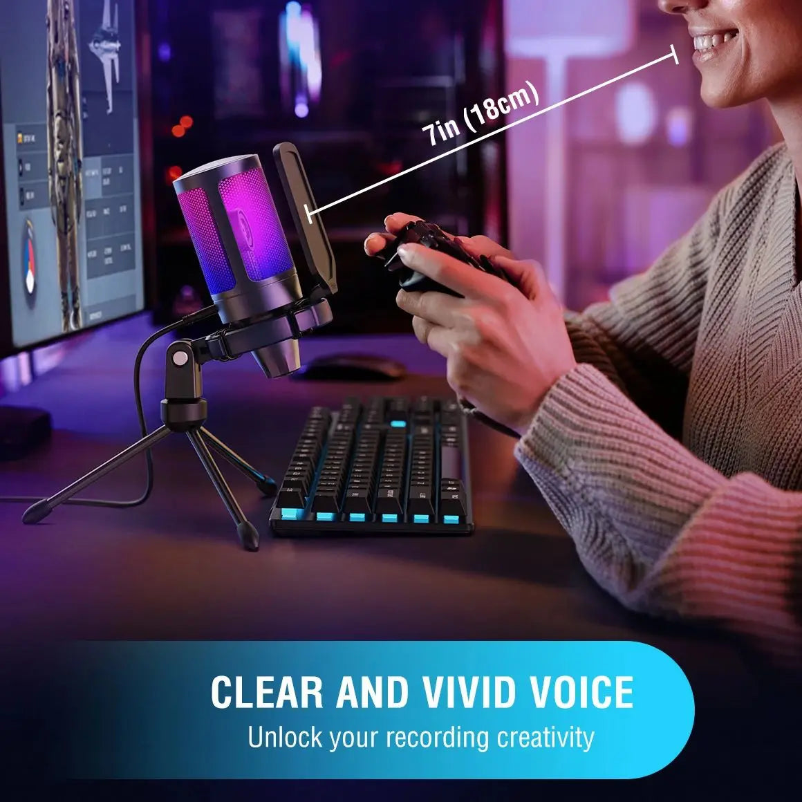 FIFINE A6V Ampligame RGB USB Gaming Microphone | Condenser Mic for PC - Limetastore