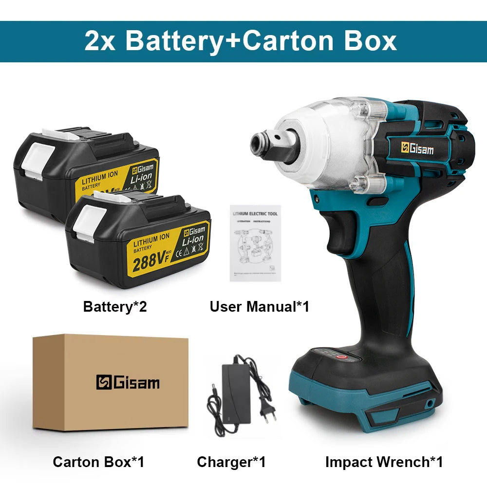 Gisam 520N.m brezkrtačni udarni vijačnik 1/2" za Makita 18V