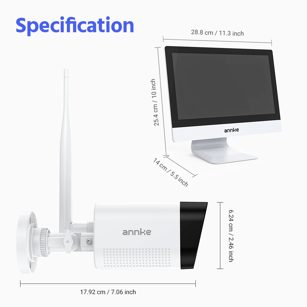 ANNKE 8MP 4K brezžični CCTV sistem | 10-kanalni NVR, dvopasovni WiFi, dvosmerni zvok, IR nočni vid