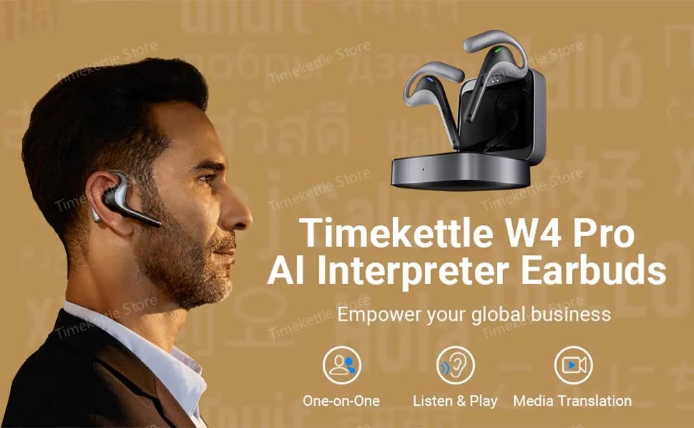 Brezžične slušalke Timekettle W4 Pro AI Translator, dvosmerni prevajalnik za 40 jezikov