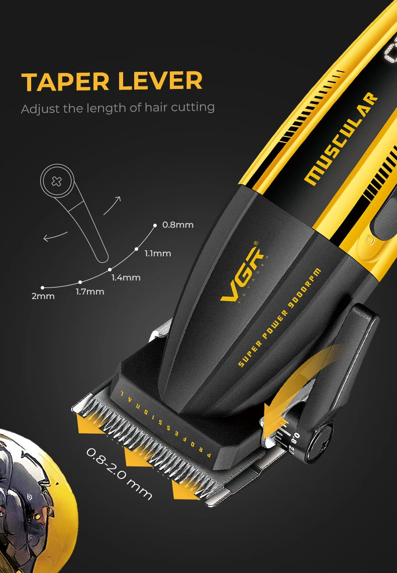 VGR V-285 Professional Hair Clipper – 9,000 RPM, 150-Min Runtime, 6 Combs