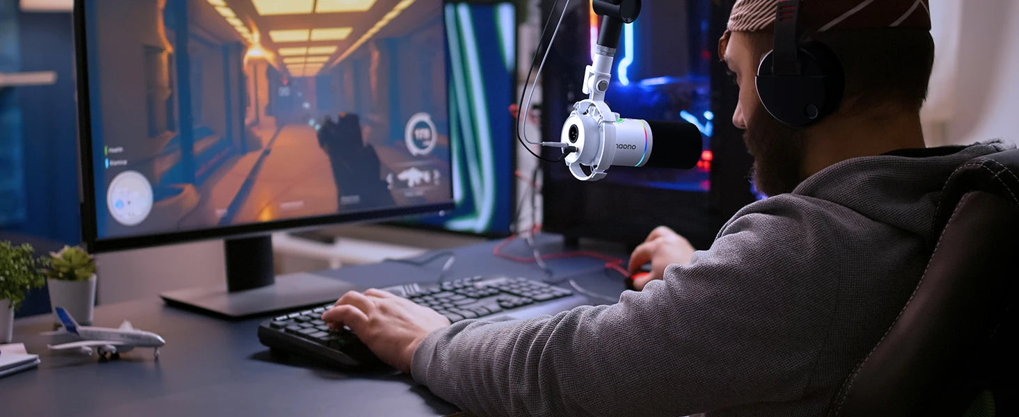 Maono PD200X – RGB Dynamic Gaming Microphone | USB/XLR Dual‑Mode Podcast Mic with Gain Control & One‑Key Mute