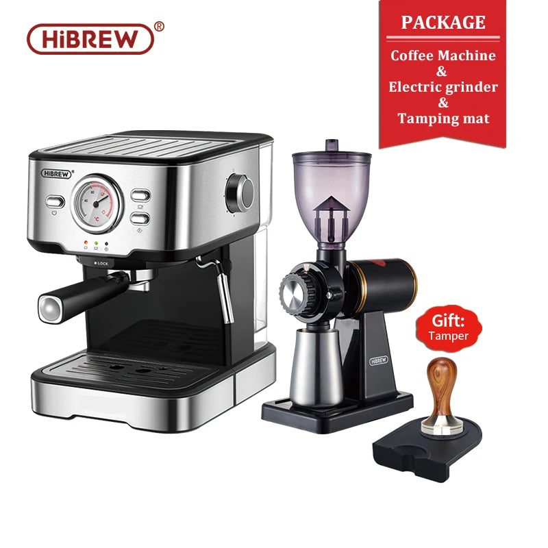 HiBREW H5 – Polavtomatski espresso kavni aparat s tlakom 20 barov | Kavni aparat iz nerjavečega jekla s prikazovalnikom temperature