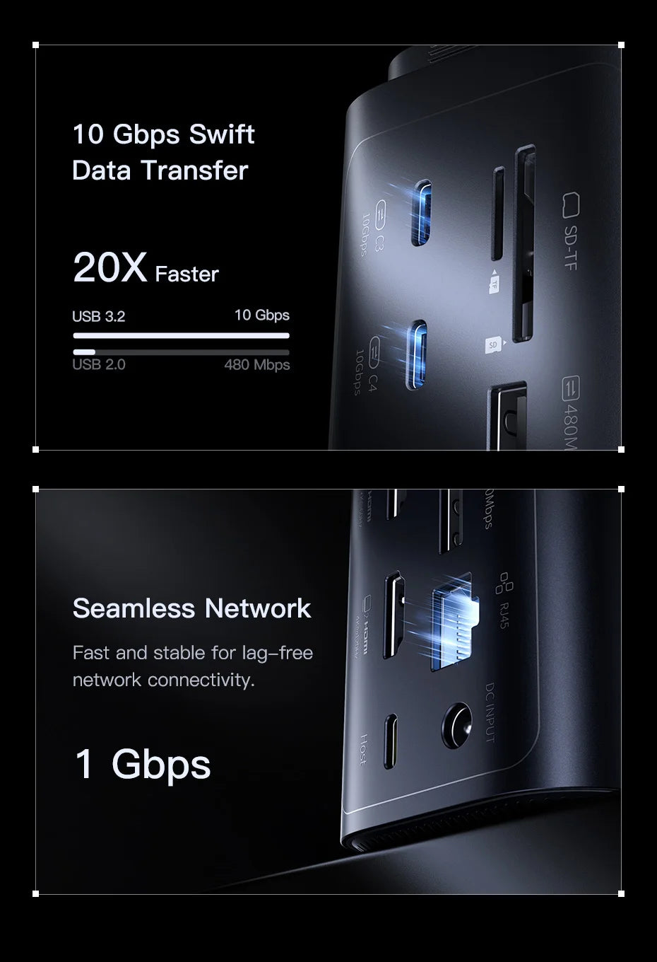 Baseus 160W 15‑v‑1 USB‑C zvezdišče | Dvojni HDMI 4K@120Hz, Qi2.2 25W brezžični polnilnik