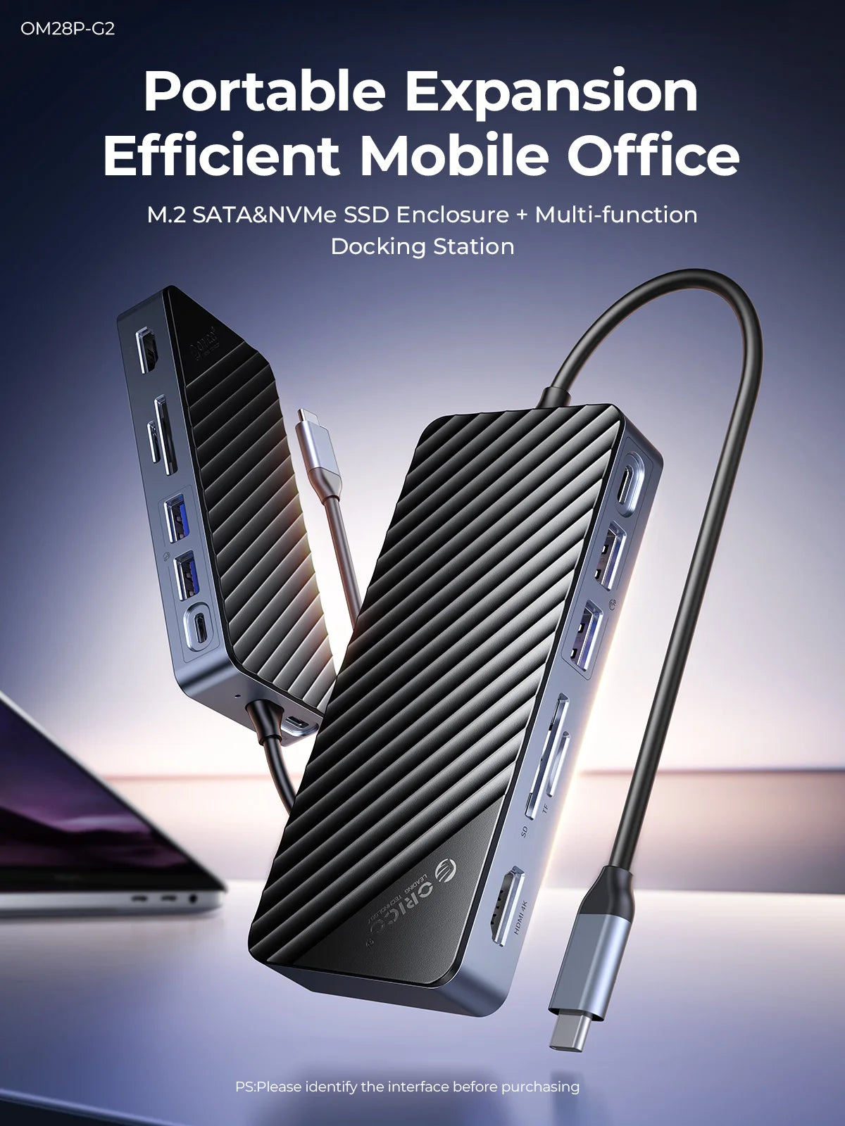 RICO USB‑C Hub Docking Station with M.2 NVMe/SATA SSD Enclosure