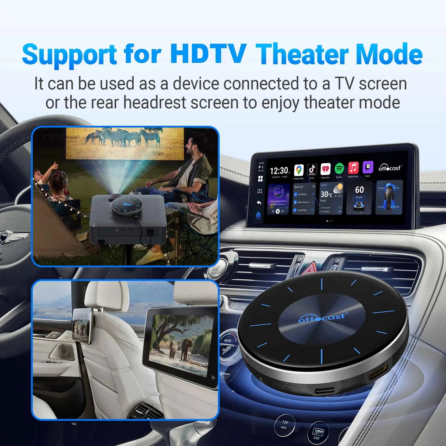 OTTOCAST OttoAiBox P3 Android 13 Brezžični CarPlay AI Box