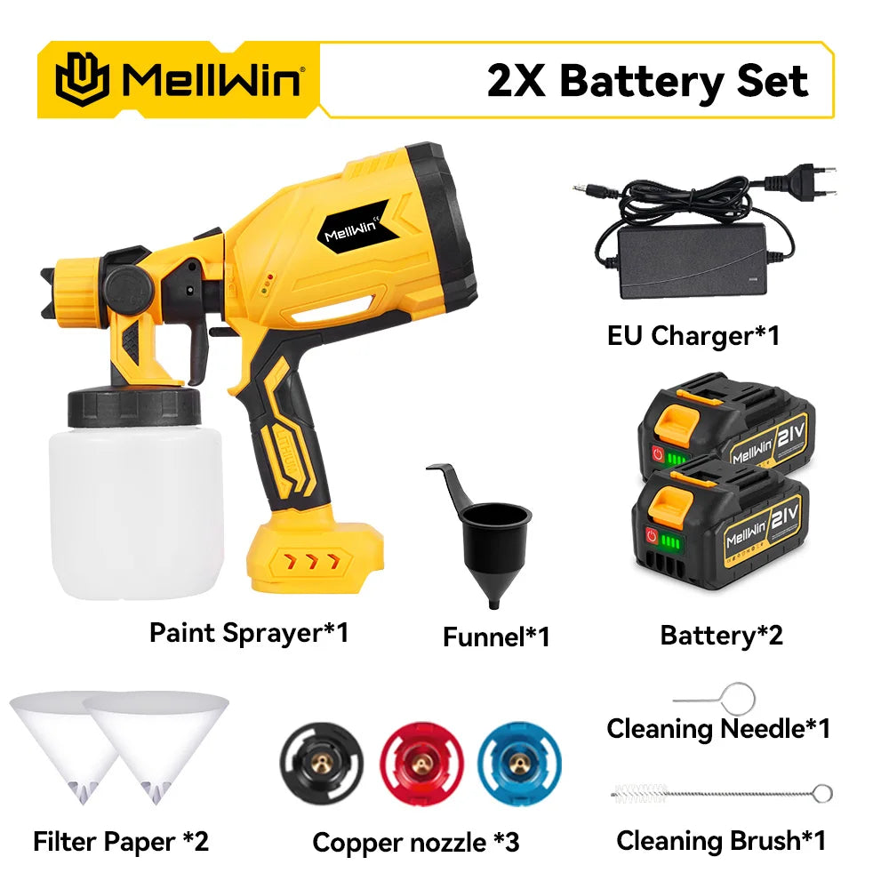 MELLWIN 1000ML Cordless Electric Paint Spray Gun Portable HVLP Paint Sprayer Car Furniture Sprayer For Makita 18V Battery Pin - Limetastore