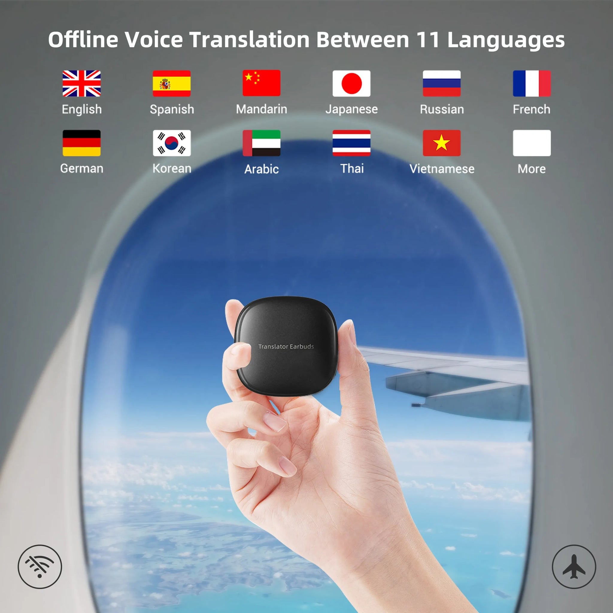 Wooask M3 Translator Earbuds No WiFi Needed Offline 98% Accuracy