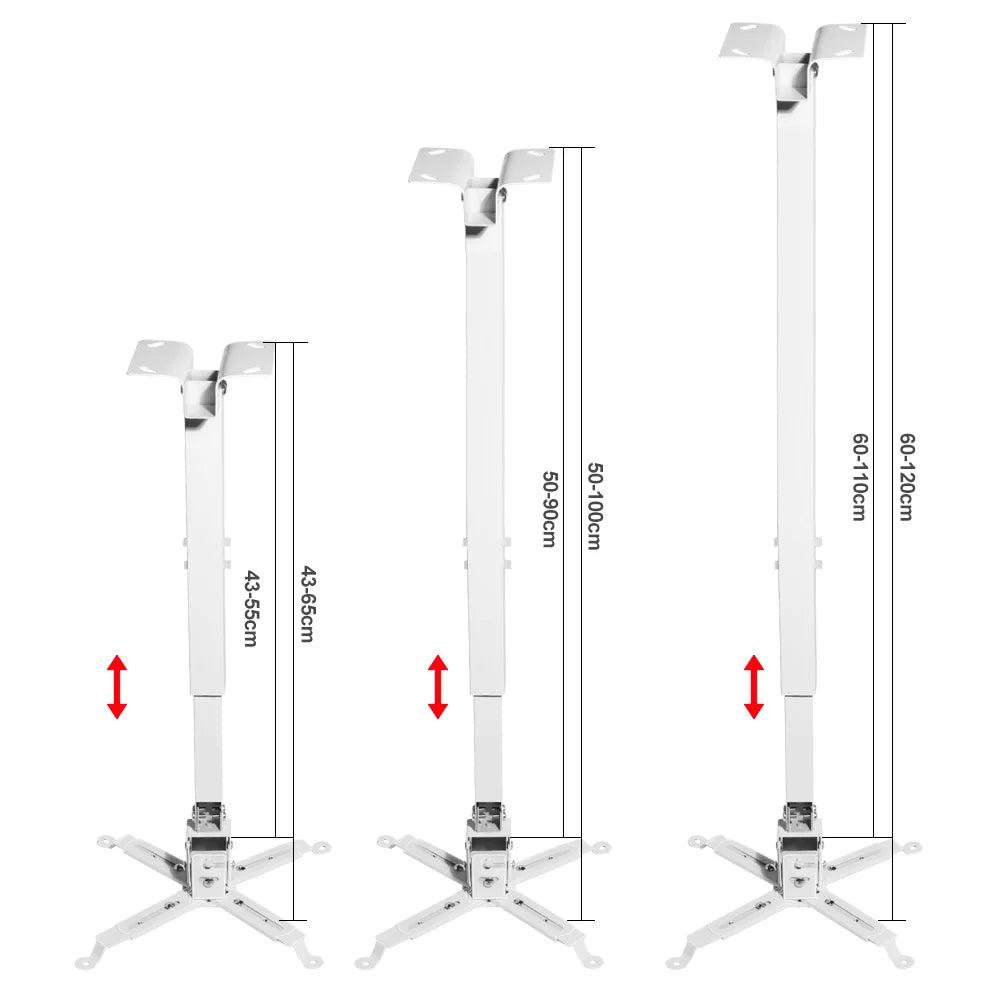 Universal Adjustable Projector Mount – 65cm / 100cm / 120cm Telescopic Ceiling & Wall Hanger for ThundeaL