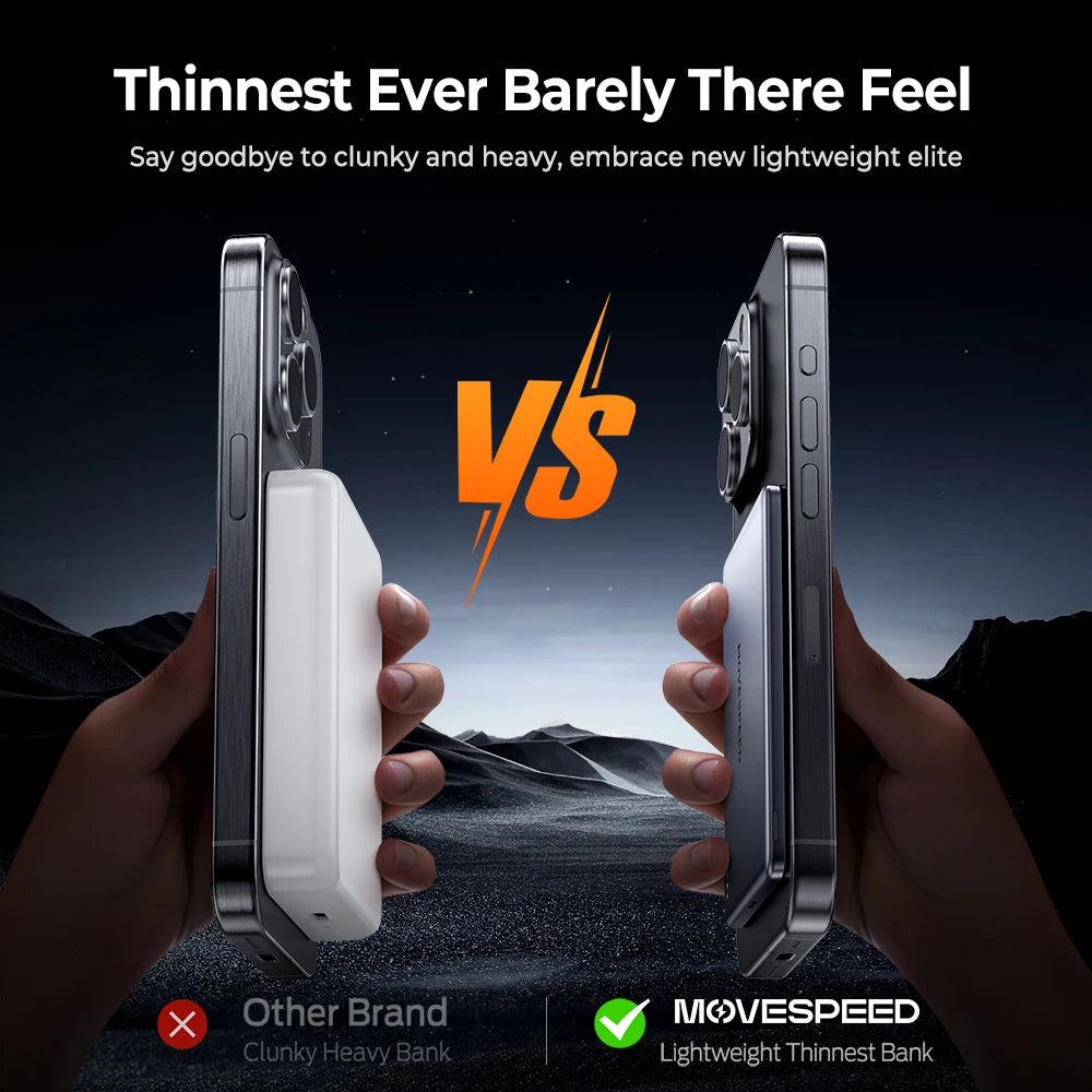 MOVESPEED magnetna baterija 10000 mAh tanka MagSafe za iPhone Samsung