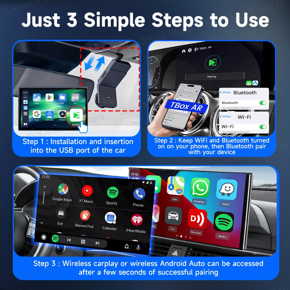 CarlinKit Android 13 8-jedrni 8+128 GB brezžični CarPlay AI Box