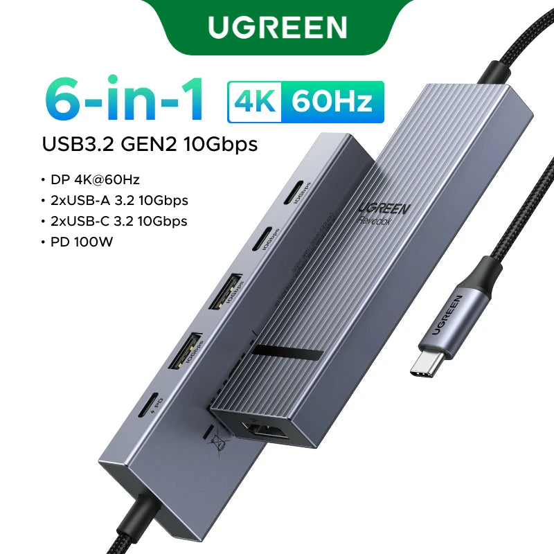 UGREEN 10‑v‑1 USB‑C zvezdišče s 4K120Hz DisplayPortom, dvojnim 4K60Hz HDMI, USB 3.2 Gen2 10Gbps