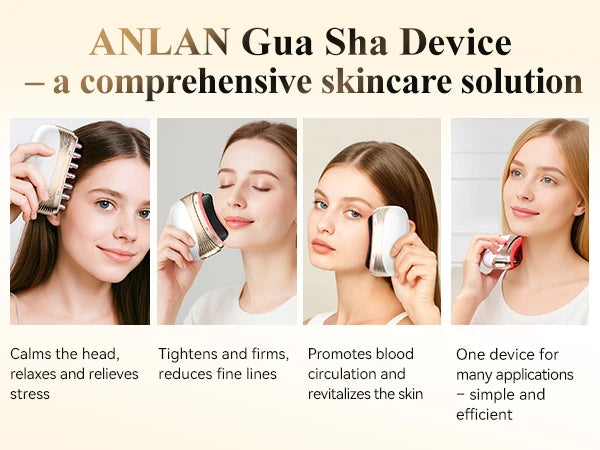 ANLAN 2‑in‑1 Gua Sha Massager | Jade, Hot Compress, EMS, LED, Scalp & Face Lifting