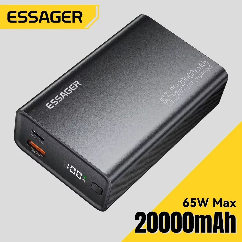 ESSAGER 20000 mAh prenosna baterija 65 W PD za iPhone 17 MacBook