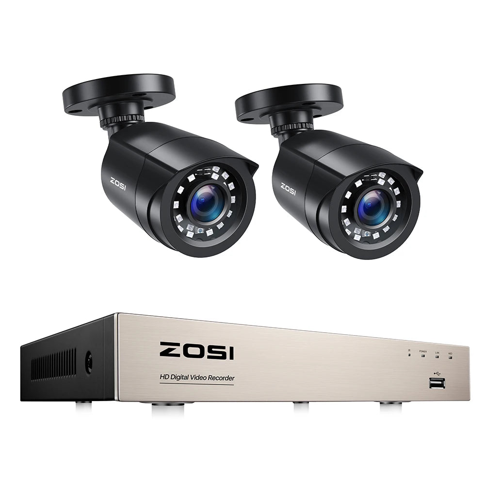 Varnostni sistem CCTV ZOSI 8CH 1080P – 5MP Lite H.265+ DVR z 2/4/6/8× 2MP zunanjimi nočnimi kamerami