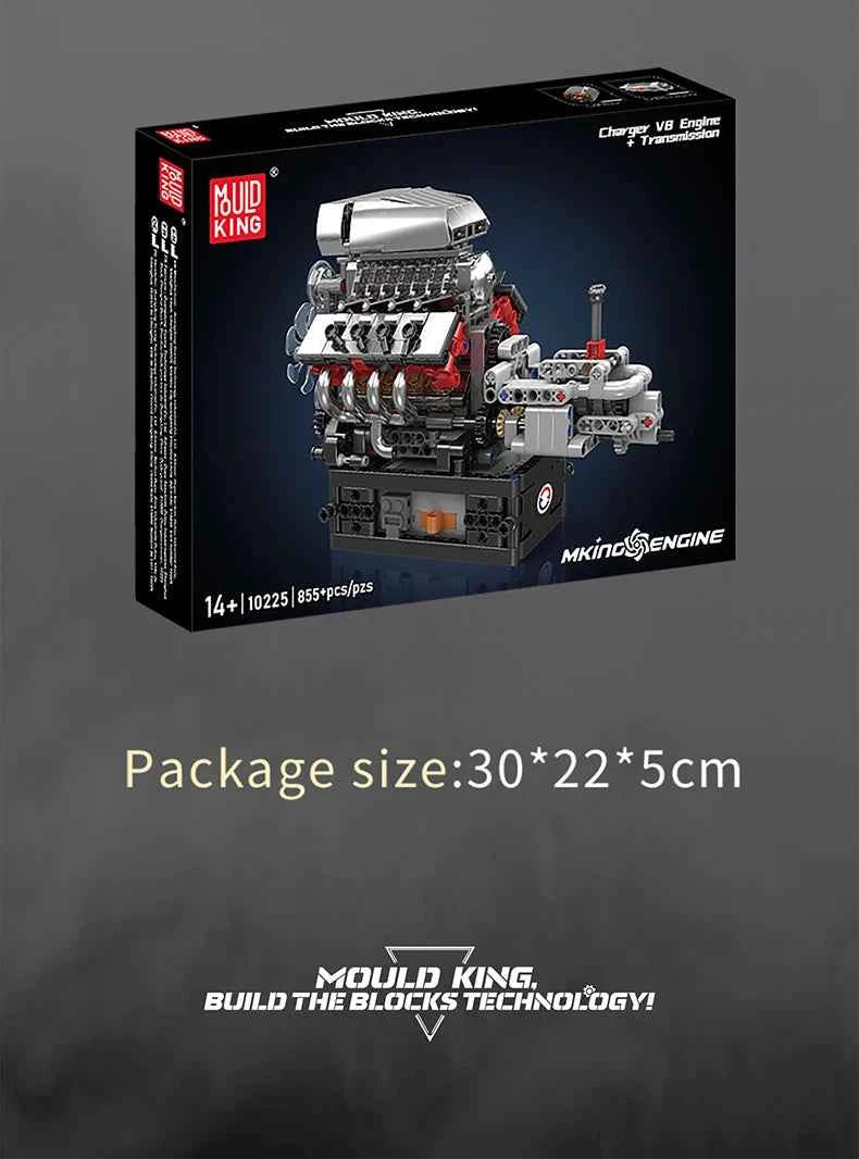 Mould King 10225 Motorized V8 Engine Building Set | Technical Car Engine Toy - Limetastore