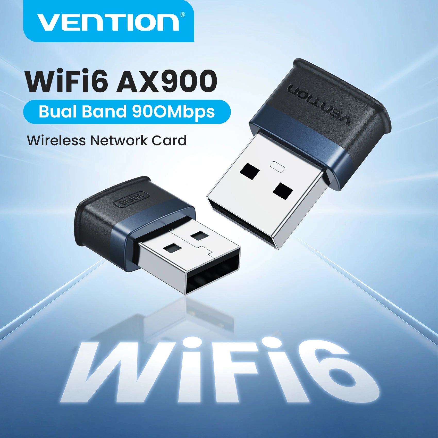 Vention WiFi 6 AX900 USB adapter | Dvopasovni 2,4/5 GHz brezžični ključek za osebni računalnik in prenosnik z operacijskim sistemom Windows