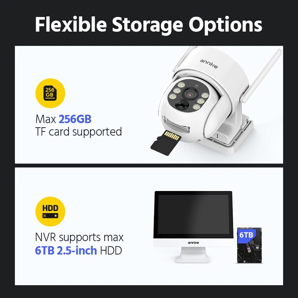 ANNKE 4MP solarni CCTV sistem | 10-kanalni NVR, 5MP PTZ WiFi kamere, PIR in barvni nočni vid