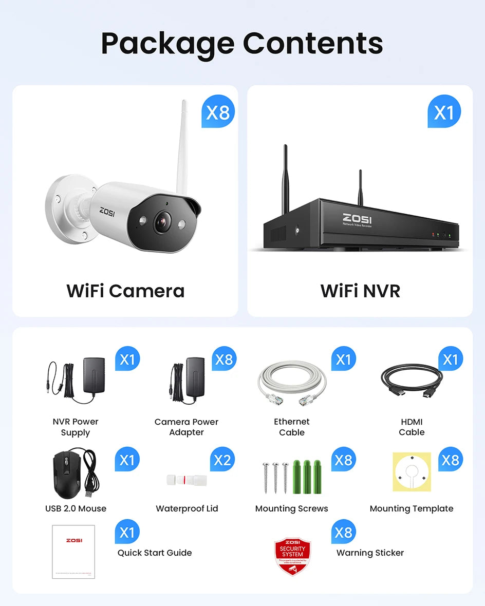 Varnostni kameri sistem Wi-Fi 6 ZOSI 2K – 3MP notranje/zunanje brezžične IP kamere z dvosmernim zvokom