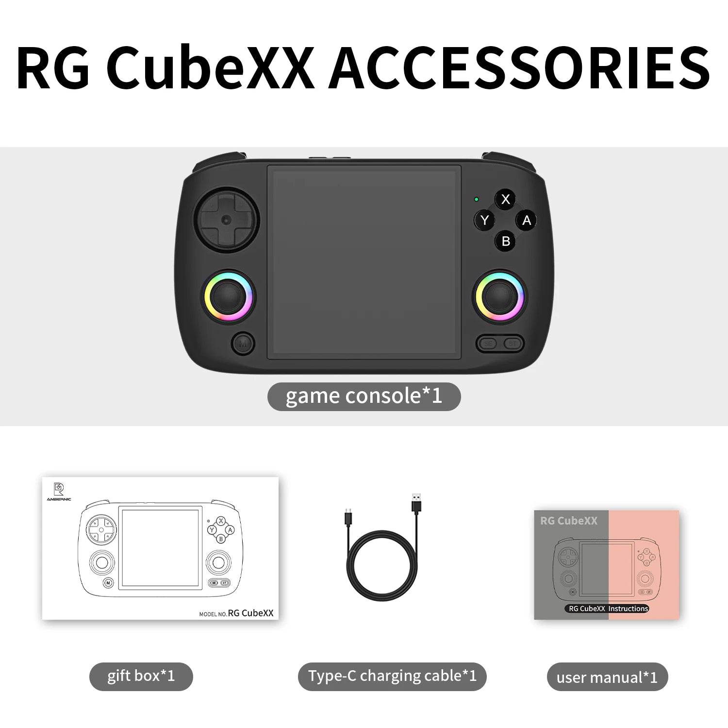 AMPOWN Anbernic RG CubeXX Handheld Game Players 3.95'' Touch Screen Linux 64-Bit Portable Video Game Console Retro Games GPD - Limetastore