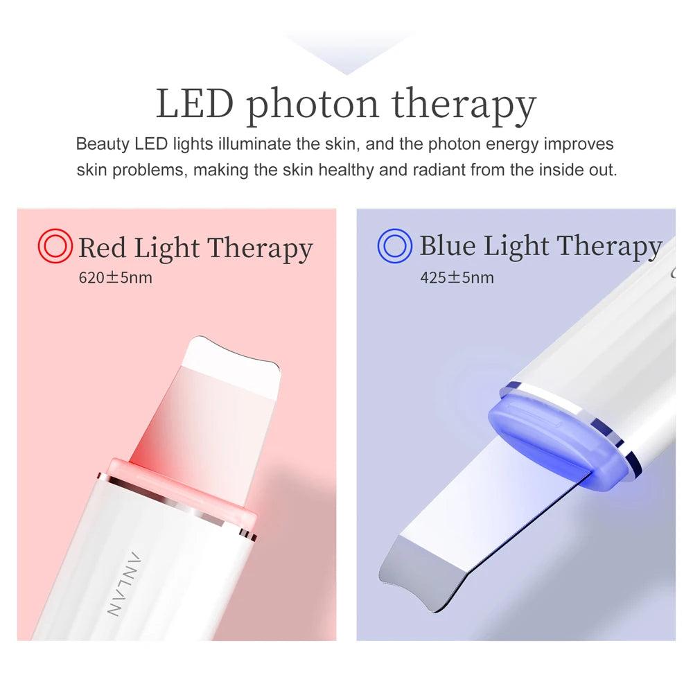 ANLAN Ultrasonic Skin Scrubber Peeling Facial Ultrasonic EMS Facial Lifting Red Blue Skin Care Pore Deep Cleansing Machine IPX7 - Limetastore