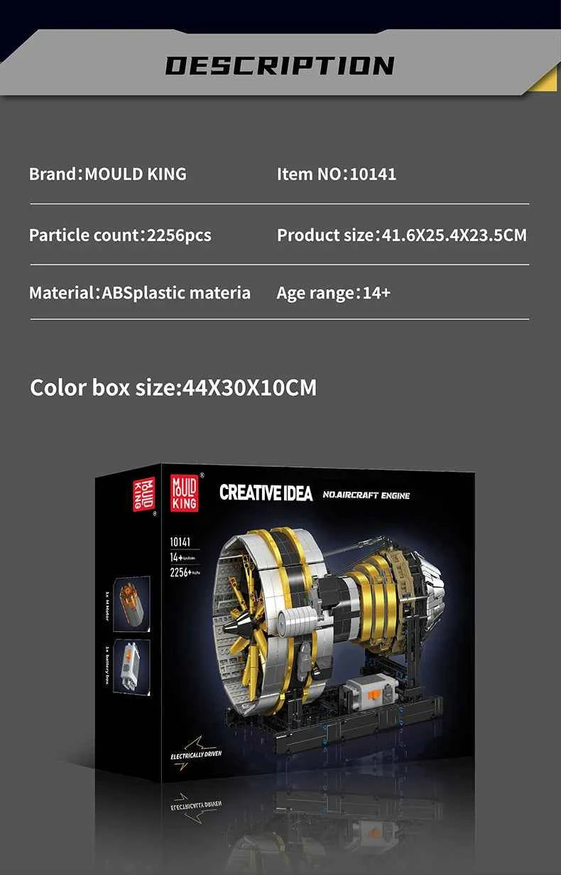 Mould King 10141 Motorized Aircraft Engine Building Set | Technical Jet Model - Limetastore