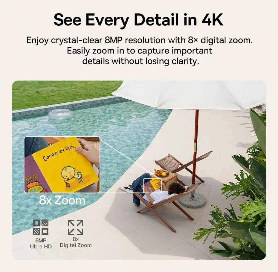 Baseus Security S2 Outdoor Camera 4K Clarity Solar Wireless Wifi Camera Smart Face ID IP67 Waterproof 145°FOV Smart App Control - Limetastore