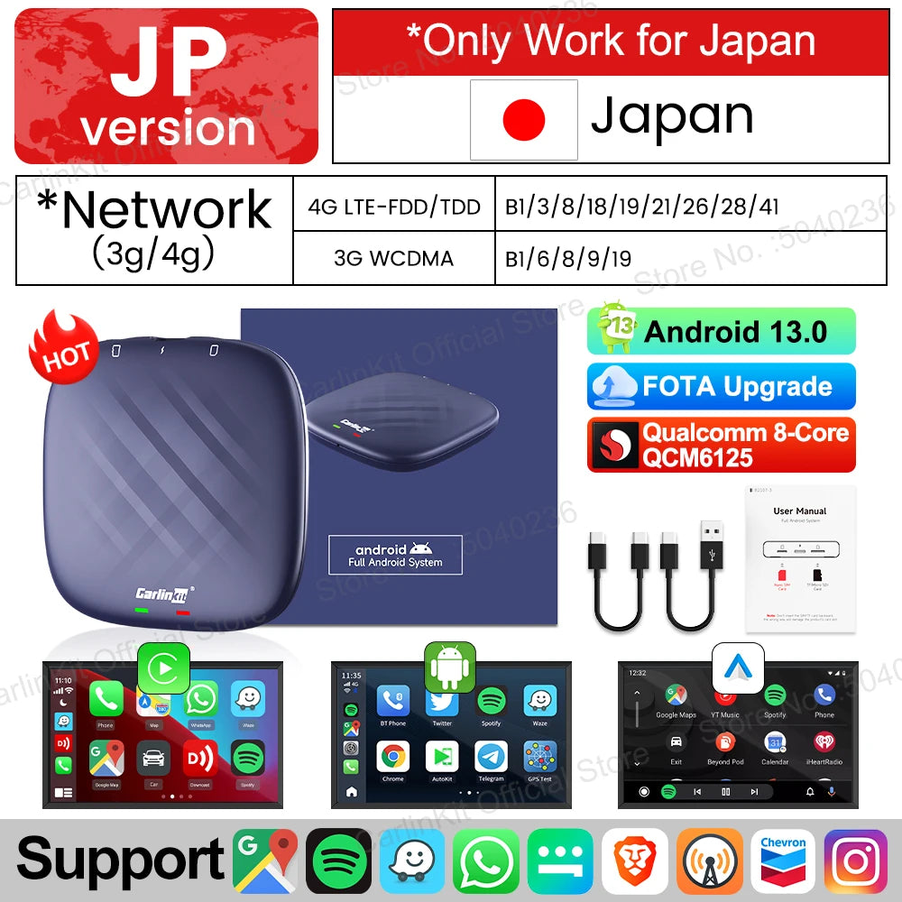 CarlinKit Tbox-Ultra Android 15 8+128GB Brezžični CarPlay AI Box