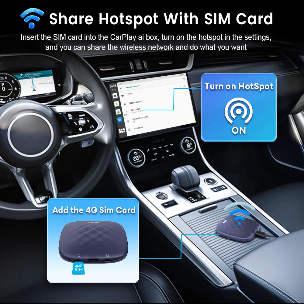 CarlinKit Android 13 8+128GB SIM Wireless CarPlay AI Box