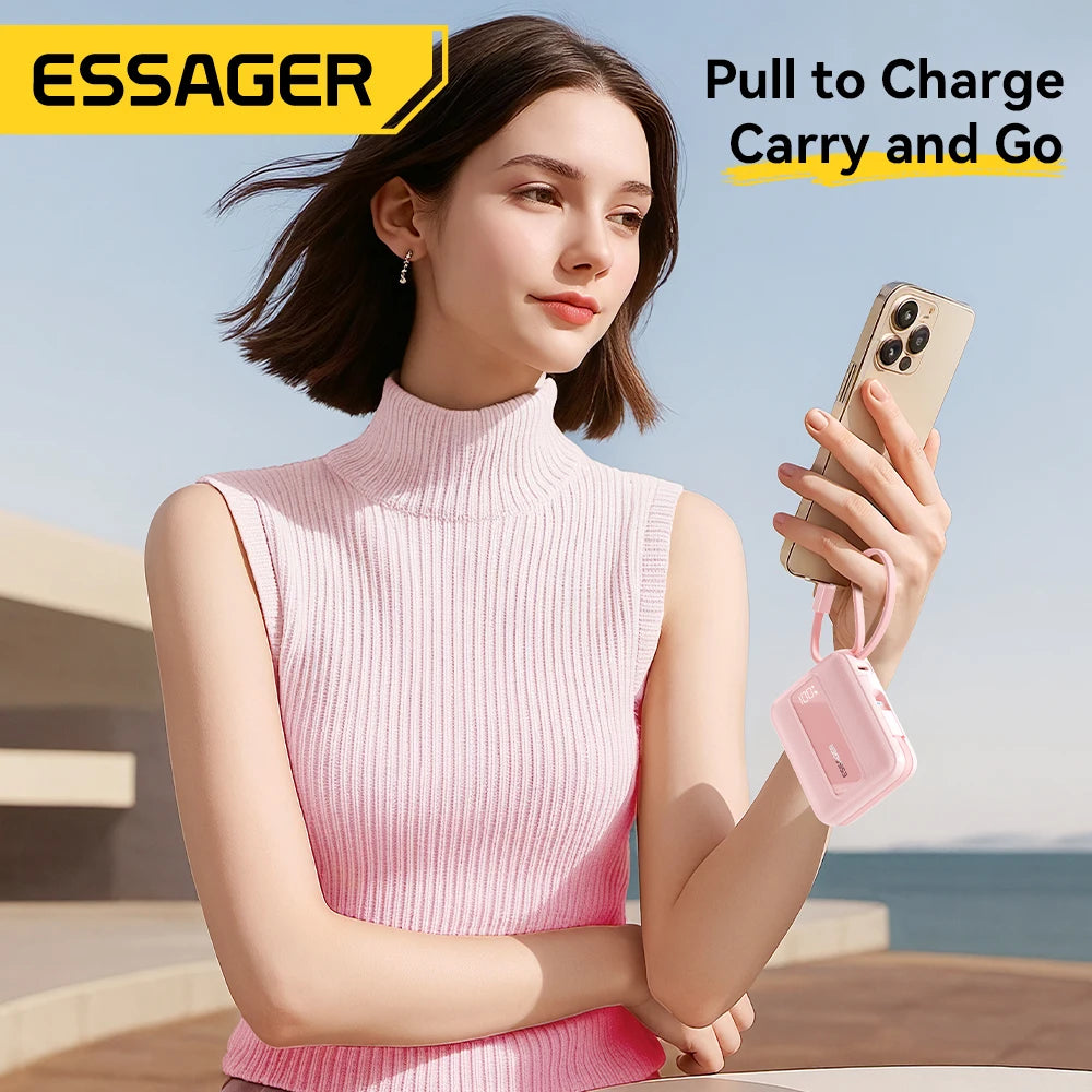 ESSAGER Mini prenosna baterija 20000mAh s kabli 22.5W PD
