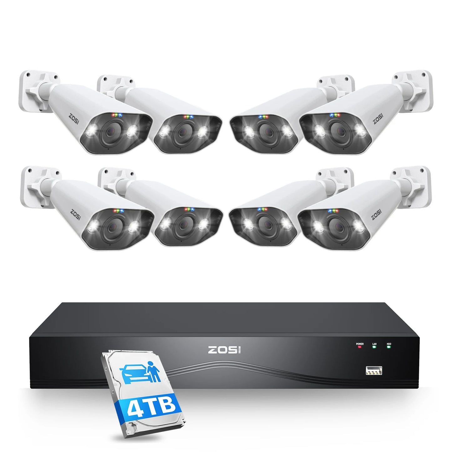 Varnostni kamerov sistem ZOSI 4K 32CH PoE – 8MP Ultra HD IP kamere z AI prepoznavanjem obraza