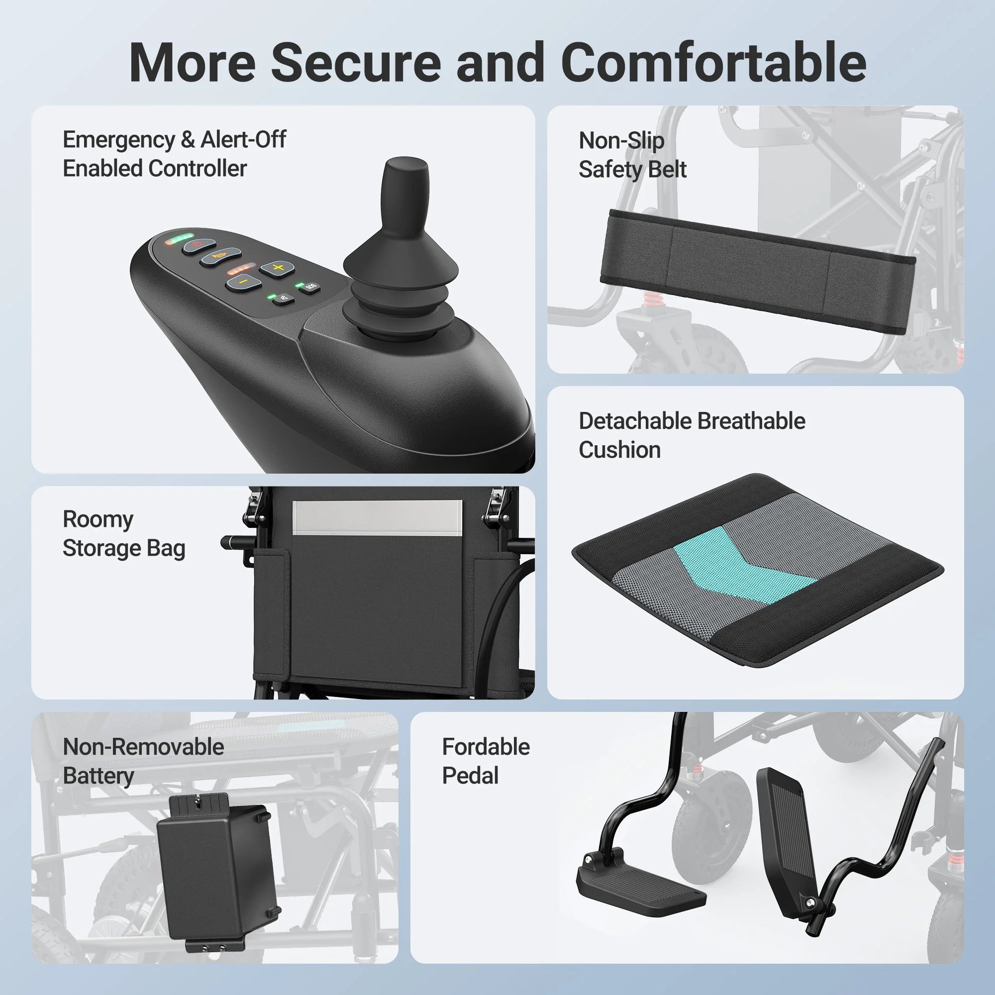Foldable All‑Terrain Electric Wheelchair (500W, 15 km range, 3.7 mph)