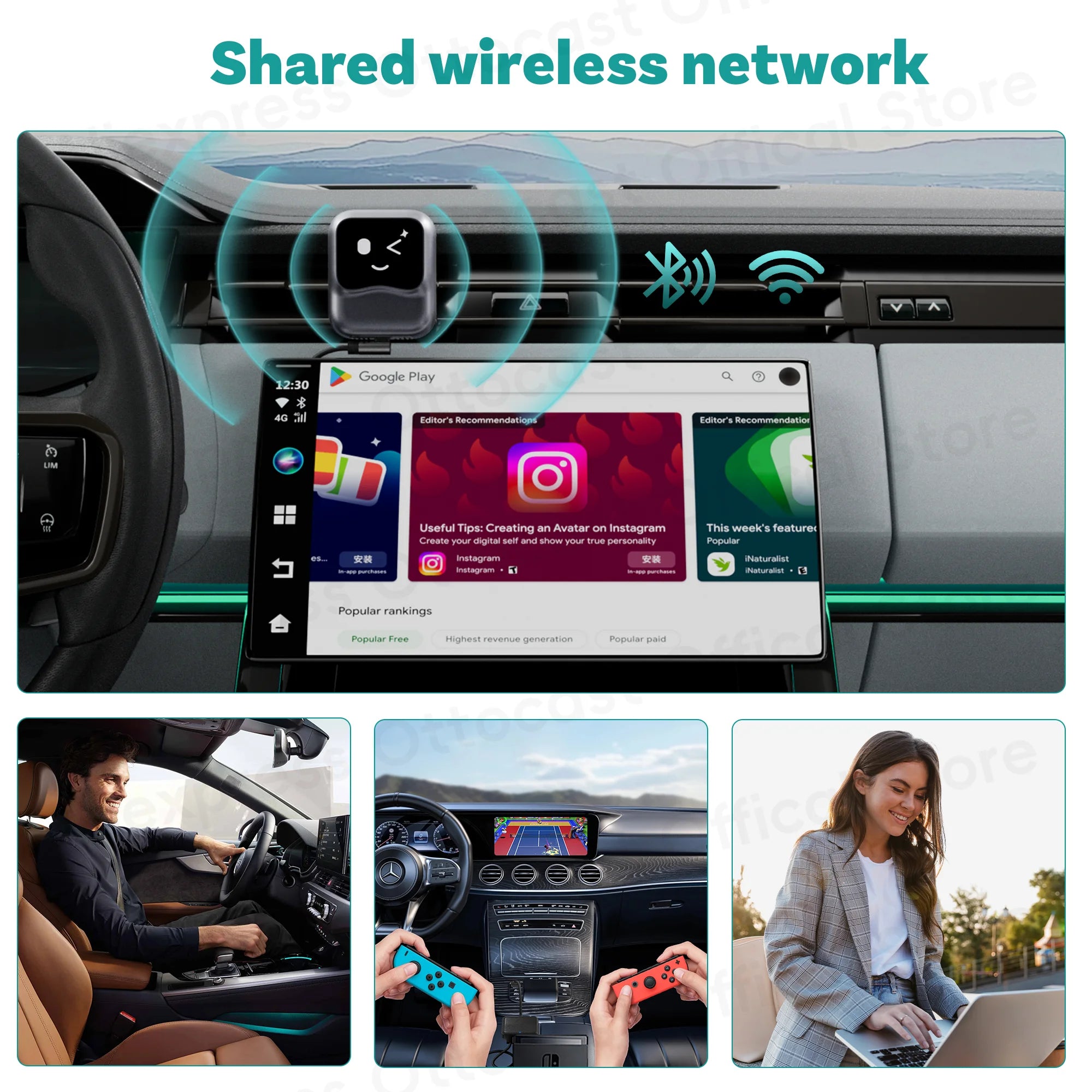 OTTOCAST NanoAI Android 13 Brezžični CarPlay AI Box 128GB