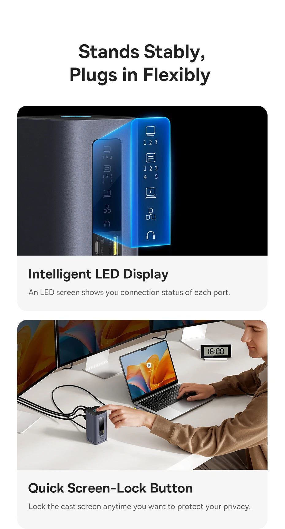 Baseus 11‑v‑1 zvezdišče USB‑C | DP 4K@60Hz, HDMI, trojni zaslon, RJ45, PD 100W, priklopna postaja USB 3.1