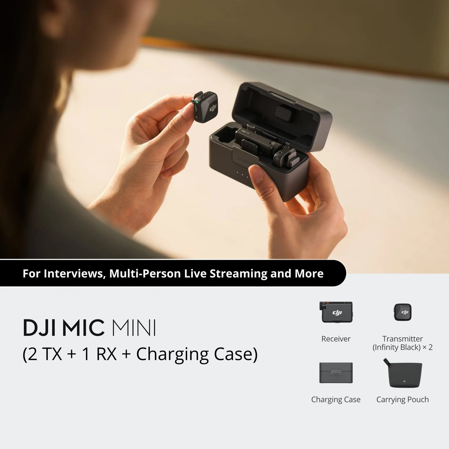 Dodatek za brezžični mikrofon DJI Mic Mini – izjemno diskreten pripenjalni mikrofon z 48-urno avtonomijo
