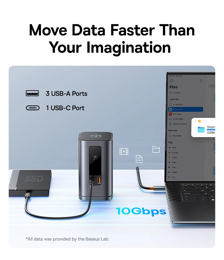 Baseus 11‑v‑1 zvezdišče USB‑C | HDMI + DP 4K@60Hz MST trojni zaslon, USB 3.2, RJ45, PD100W, magnetna priklopna postaja