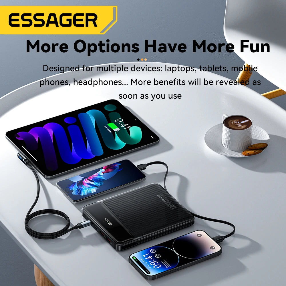 Essager 100W 20000mAh Power Bank – prenosna zunanja baterija s hitrim polnjenjem PD