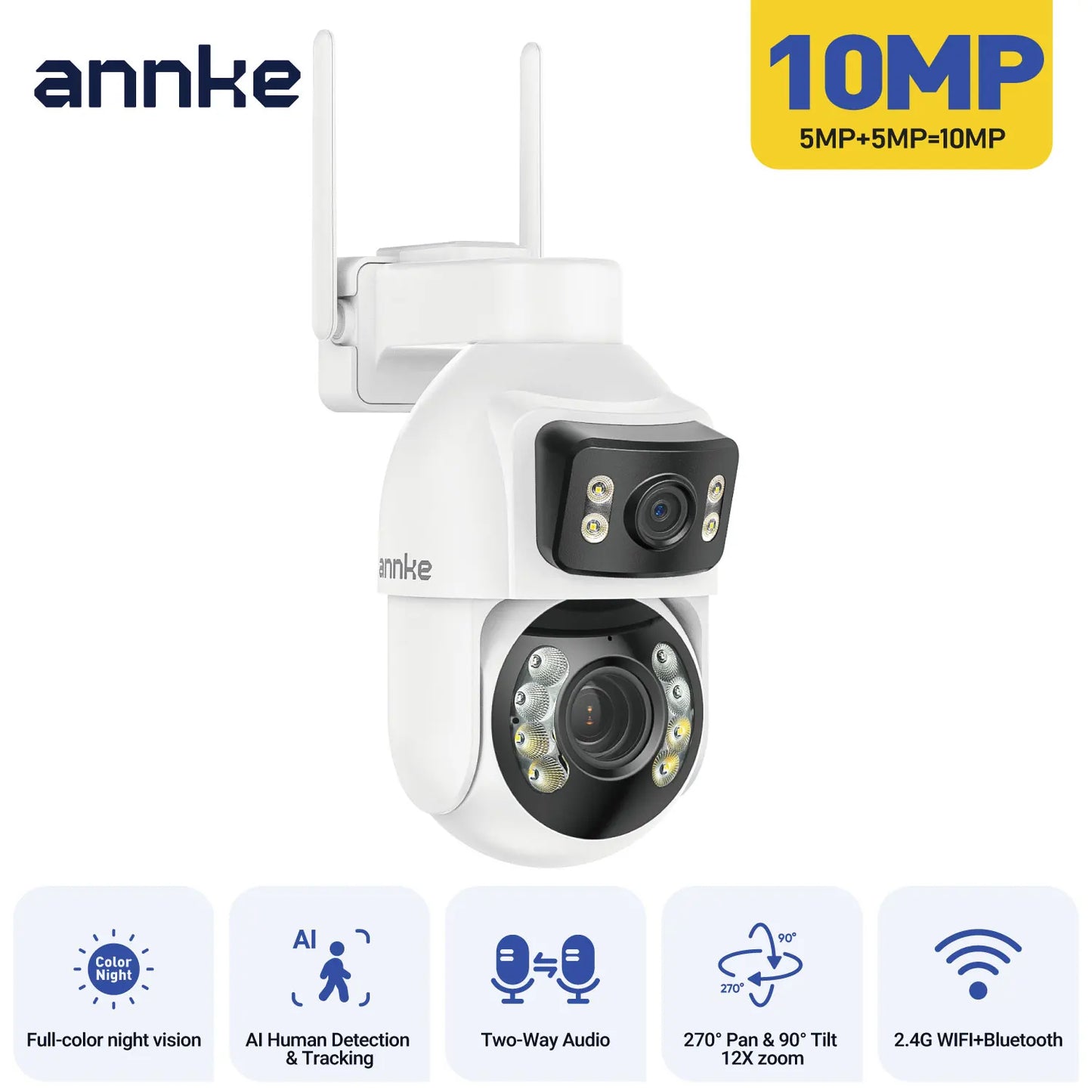 ANNKE WCD1012 10MP PTZ kamera z dvojno lečo | 12× zoom, sledenje z umetno inteligenco, WiFi