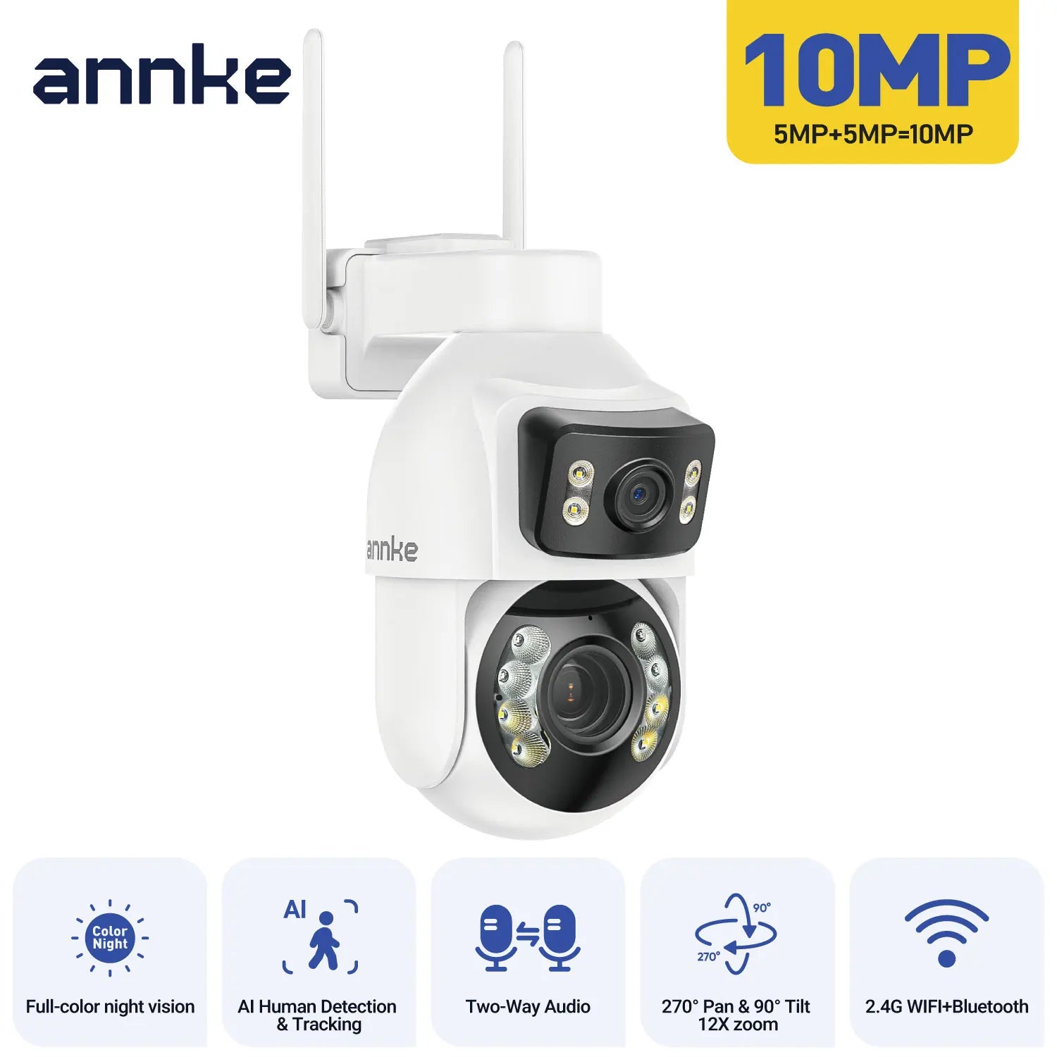 ANNKE WCD1012 10MP PTZ kamera z dvojno lečo | 12× zoom, sledenje z umetno inteligenco, WiFi