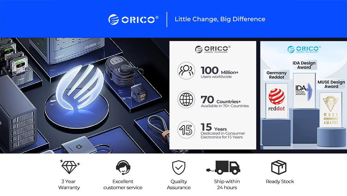 ORICO Portable External Solid State Drive External Hard Drive USB 3.2 Gen2 SSD for iPhone 15/Pro Windows Mac Lightweight