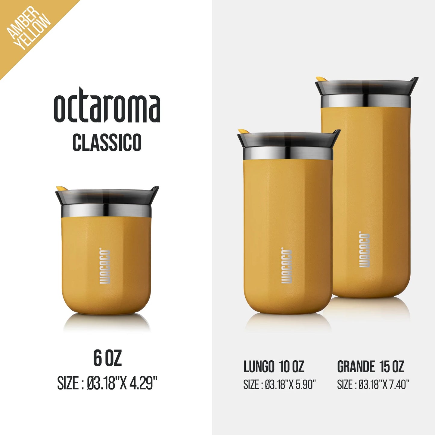 Wacaco Octaroma vakuumska izolirana skodelica za kavo – dvostenska potovalna termovka iz nerjavečega jekla z nepropustnim pokrovom, 180 ml / 300 ml / 450 ml termo skodelica