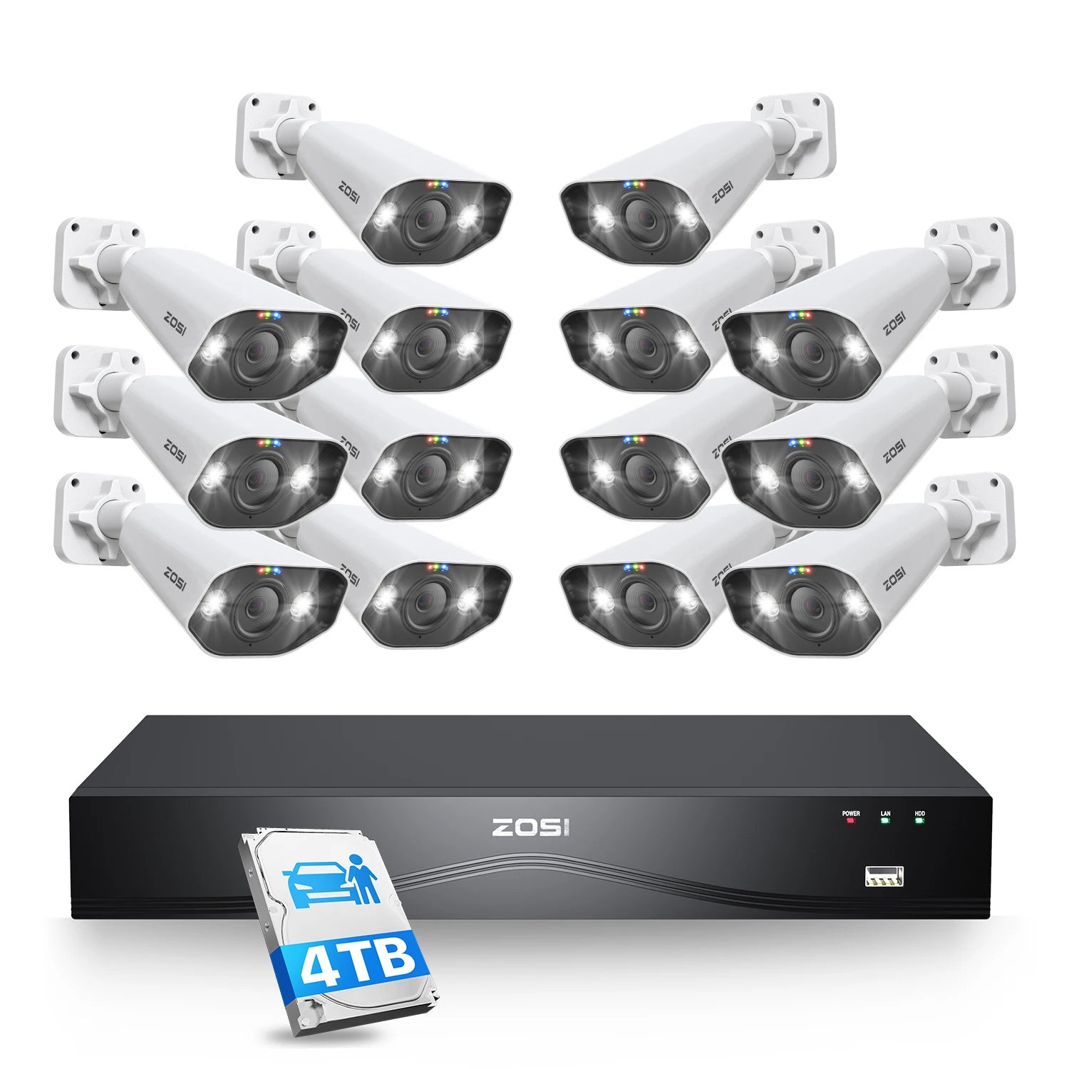 Varnostni kamerov sistem ZOSI 4K 32CH PoE – 8MP Ultra HD IP kamere z AI prepoznavanjem obraza