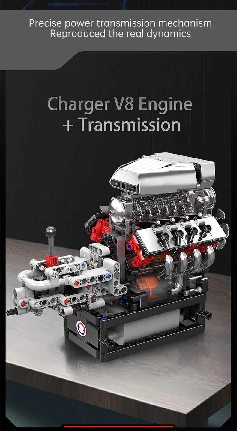 Mould King 10225 Motorized V8 Engine Building Set | Technical Car Engine Toy - Limetastore