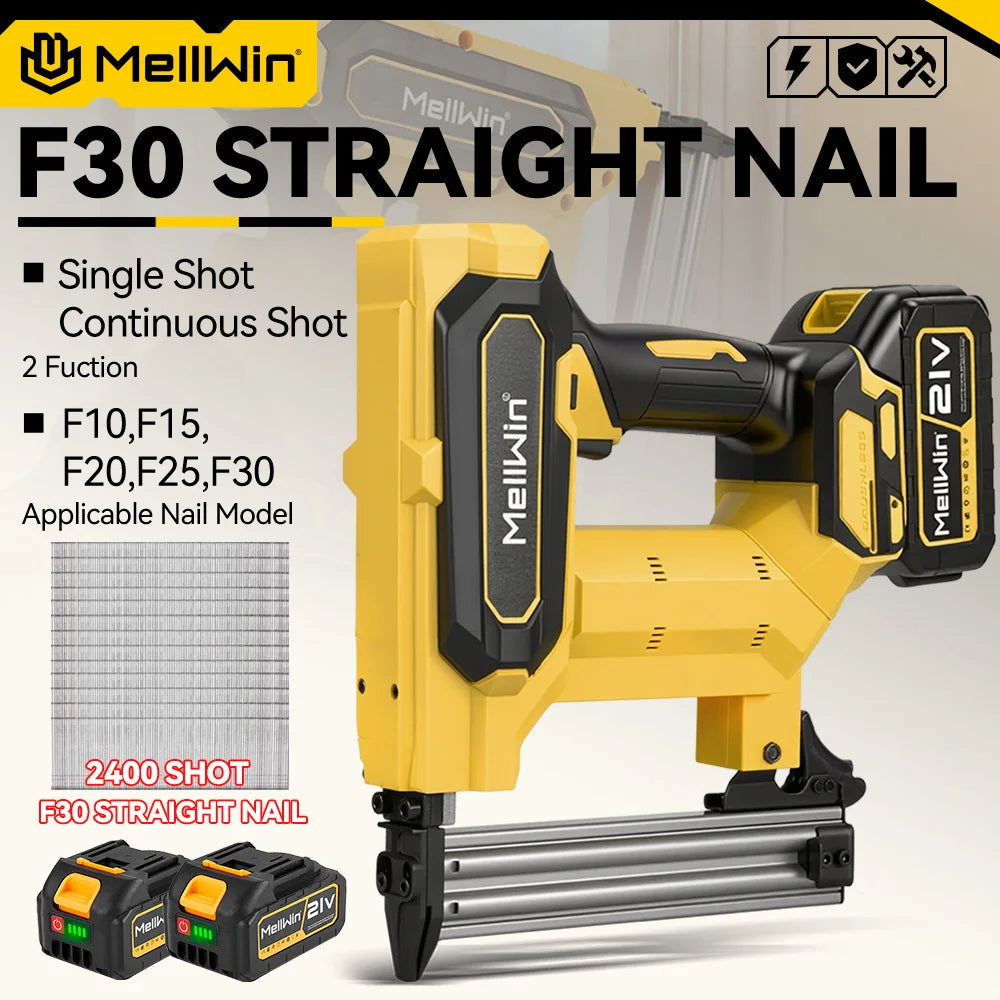 MELLWIN Cordless Electric Nail Gun 2 Mode Wireless Stapler Woodworking Framing Staple Gun Tools F30 For Makita 18V Battery Pin - Limetastore